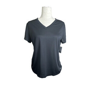 Alive Magnetics Black Athleticwear Athleisure Sheer V-Neck T-Shirt Size M